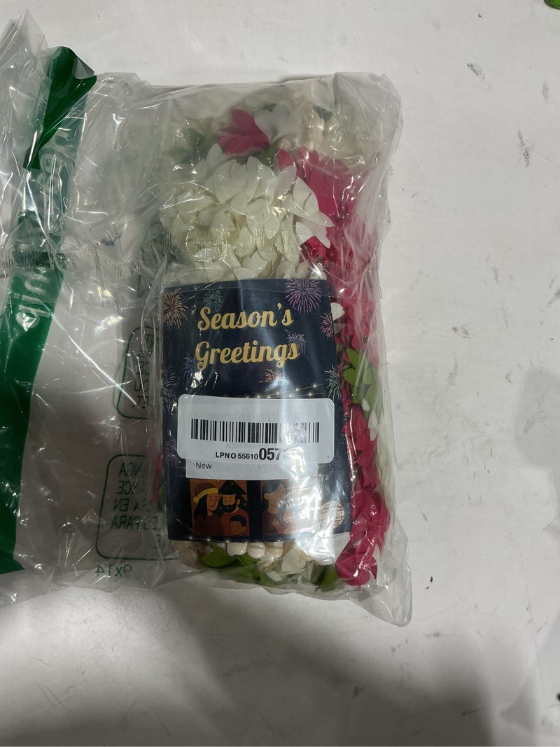 Condition photo showing As Is for toran bandanwaar acrylic flower garland for wall door hanging home temple festival wedding function party decoration décor and gifting (white and pink)