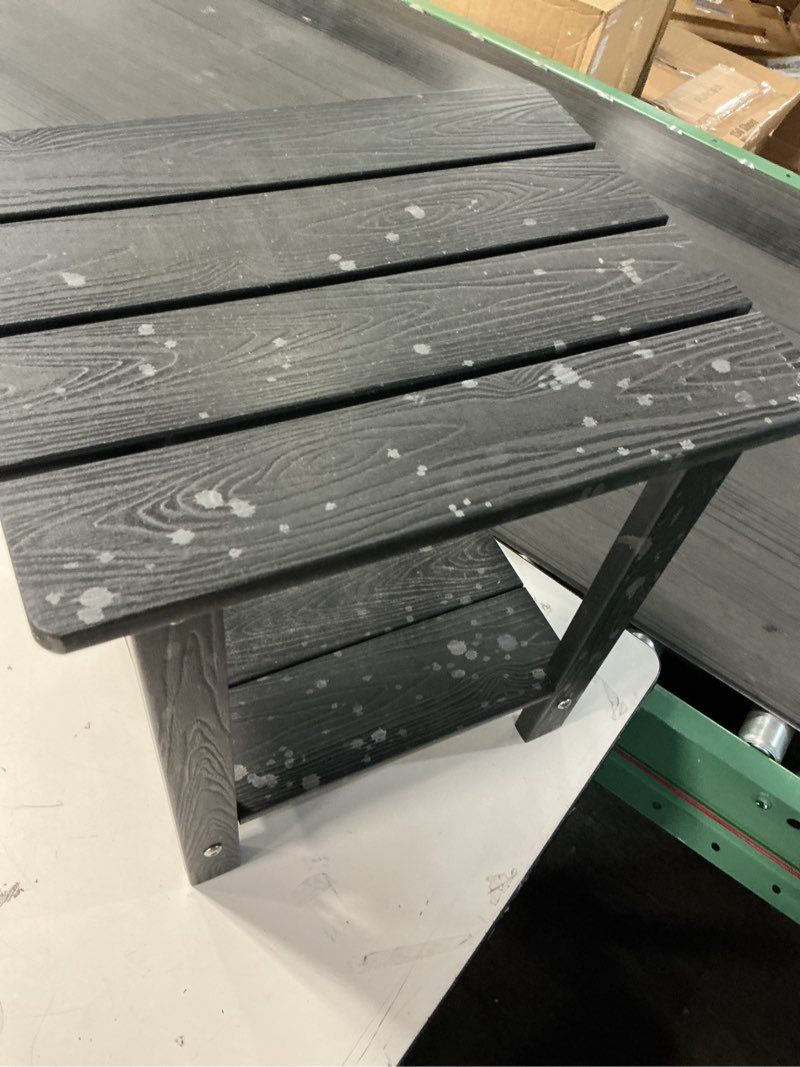 Condition photo showing Good Condition for LUE BONA Adirondack Outdoor Side Table, 2-Tier Black HDPS Patio End Table Weather Resistant, Morden Side Table for Patio, Pool, Porch