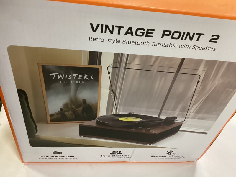 Condition photo showing New/Like New for 3-Speed Vinyl Record Player Sleek Bluetooth Turntable Full-Size Platter with Bluetooth Input/Output, Built-in Speakers, Counterweight & Auto-Stop with RCA/AUX Out, Tan