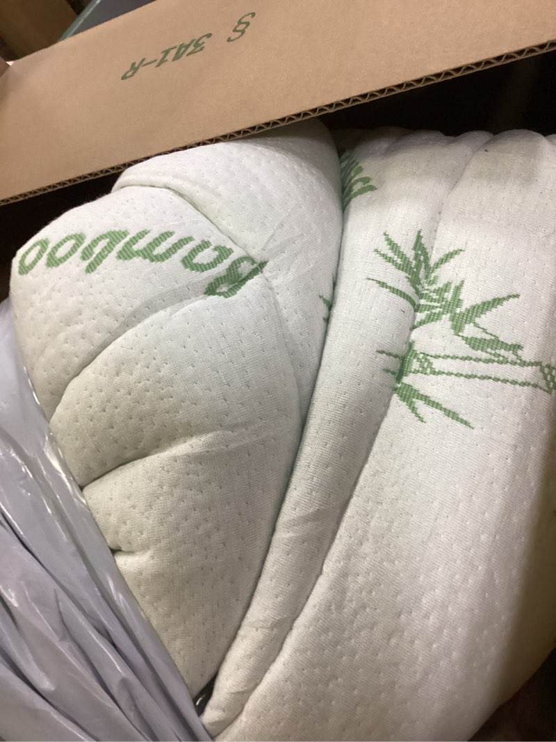 Condition photo showing As Is for Ultra Soft Queen Size Mattress Topper - Viscose Made from Bamboo Pillow Top Mattress Pad for Back Pain Relief - Naturally Cooling for Hot Sleepers, Green Green Queen