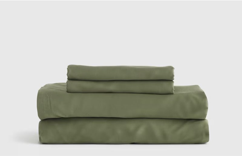 quince bamboo sheet set queen, olive