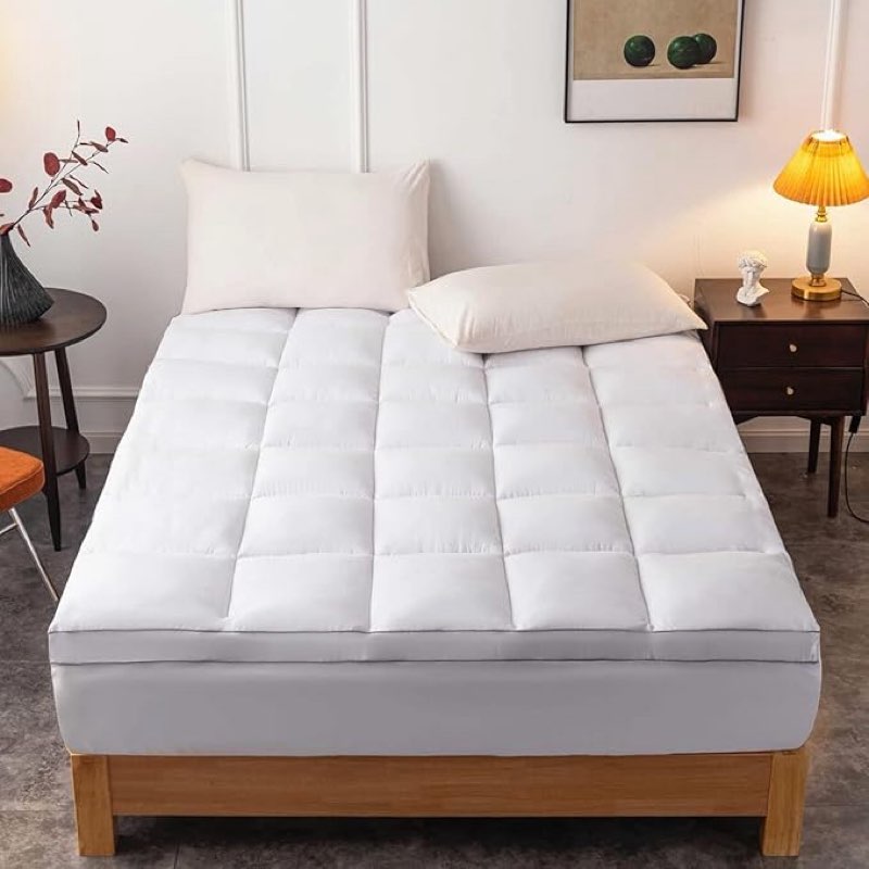 ROVAN Mattress Topper Queen Size - Extra Thick Mattress Pad Cover - Pillow ToP ep Pocket with Breathable 7D Spiral Fiber Filling Cooling Mattress Cover