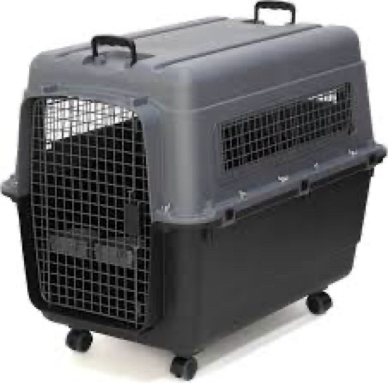 SportPet Airline Approved Wire Door Travel Dog Crate, Durable Plastic Pet Travel Kennel with Removab