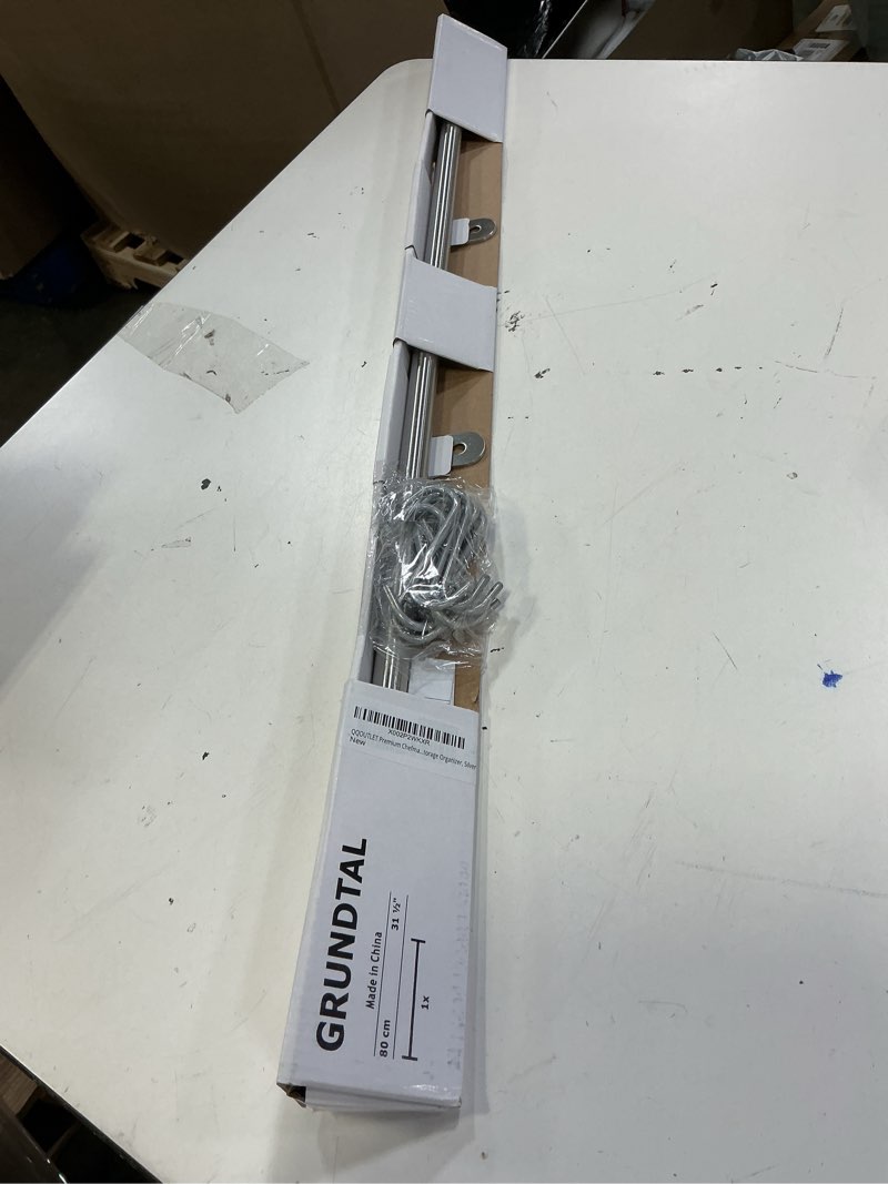 Condition photo showing New/Like New for premium chefmate stainless steel gourmet kitchen 31.5 inch wall mount rail and 10 s hooks set utensil pot pan lid rack storage organizer, silver 31 inch