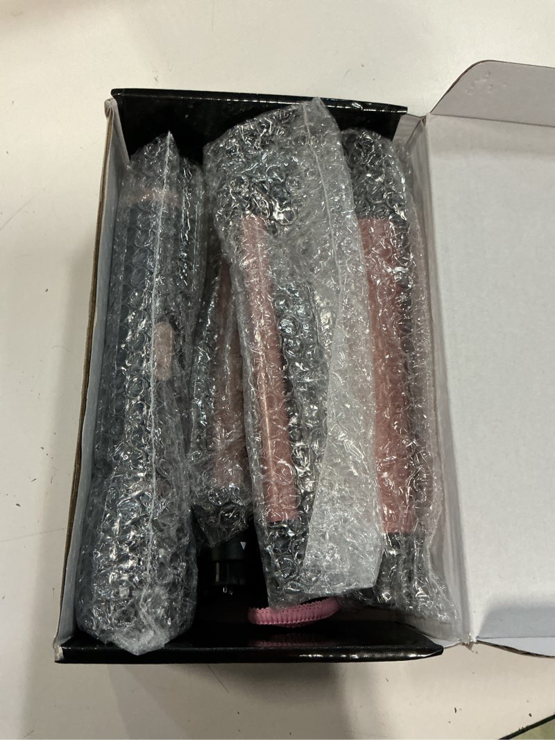 Condition photo showing New/Like New for 3 in 1 curling wand set - siquer hair waver curling iron for women with 3 interchangable ceramic beach waves wands 1/2 inch to 1 1/4 inch fast heating up hair curler with box (rose, black) rose gold