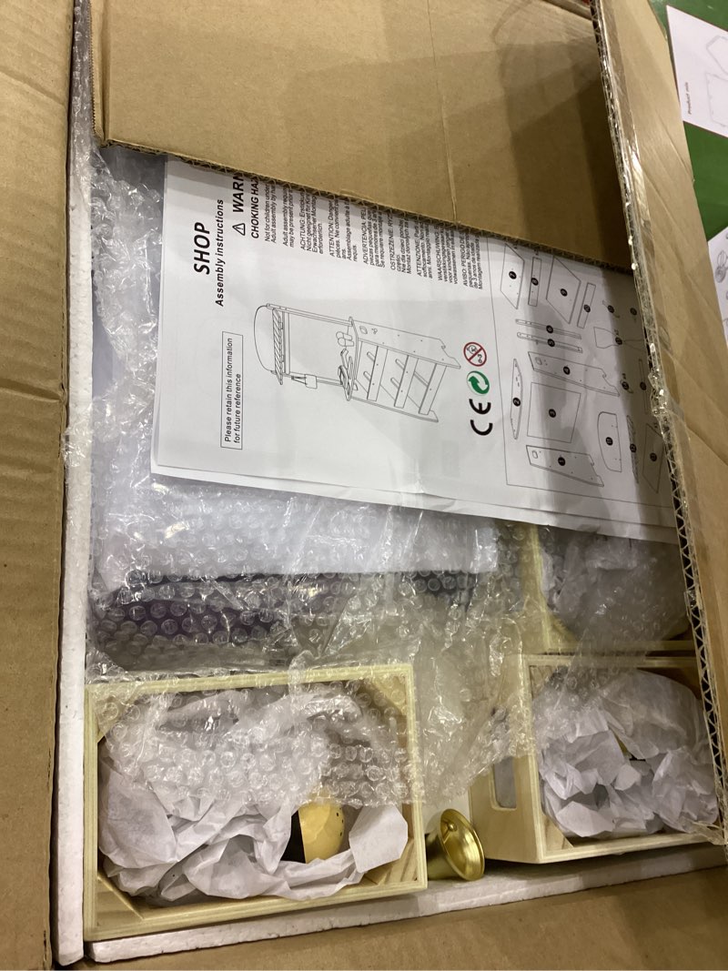 Condition photo showing As Is for Kids Grocery Store Playset,Pretend Play Store Toy & Wooden Supermarket Shopping Cart with Toy Cash Register, Play Money&Blackboard;26PCS Food Toys Shop for 3+ year old boys girls toddler baby