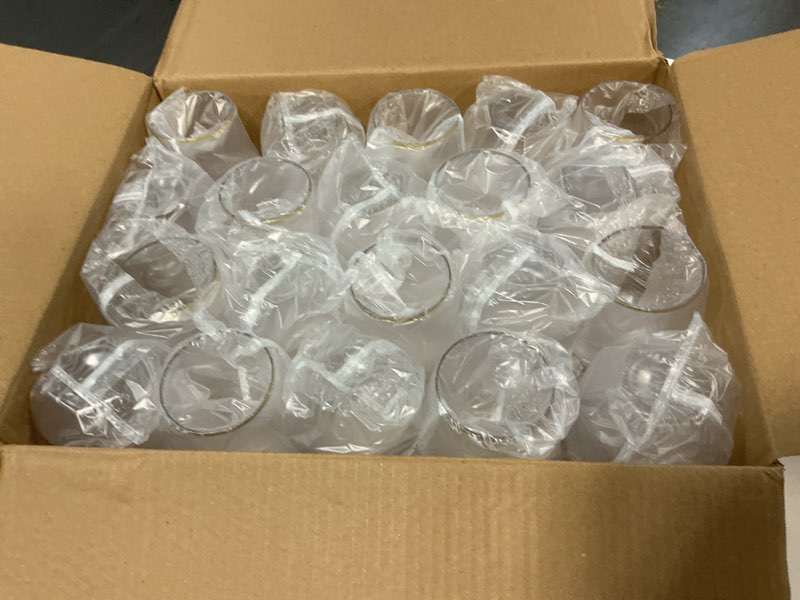 Condition photo showing New/Like New for goodluck 40 pcs diamond stemless plastic wine whiskey glasses, 12 oz disposable cocktail glasses, suitable for weddings, birthday parties, family gatherings, bars, etc ?gold rimmed cups? clear and gold 40