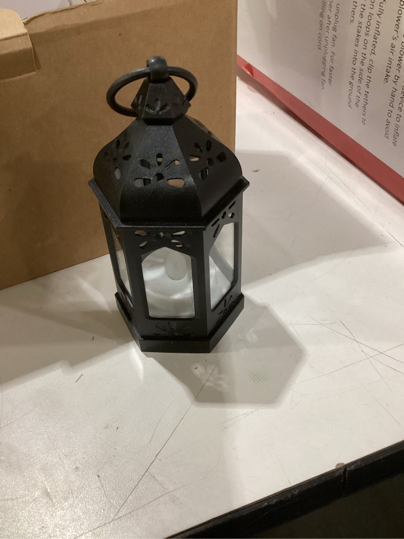 Condition photo showing Good Condition for llq 8pcs mini lanterns for centerpiece, ramadan decorations, battery included, decorative candle lanterns for indoor, small vintage lantern for halloween christmas wedding table decor, black black 8