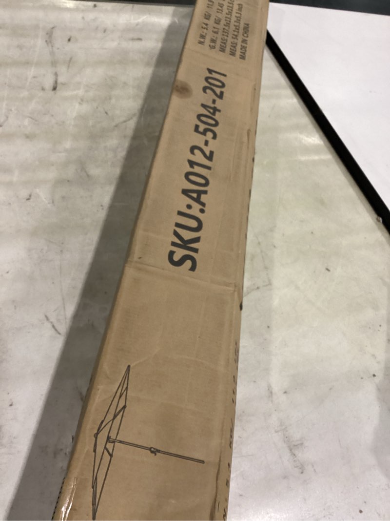 Condition photo showing Good Condition for jearey 6.5x10 ft rectangular patio umbrellas rectangle outdoor umbrella with push button tilt and crank, market table umbrella 6 sturdy ribs uv protection for poolside garden backyard deck, navy 6.5x10ft navy