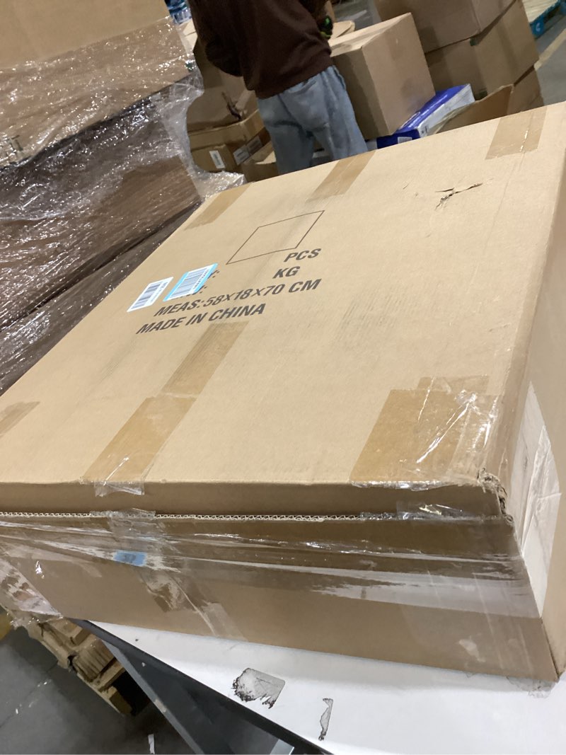 Condition photo showing As Is for huidasource beige seat covers, nappa leather car seat cover with lumbar support, ventilation holes, 