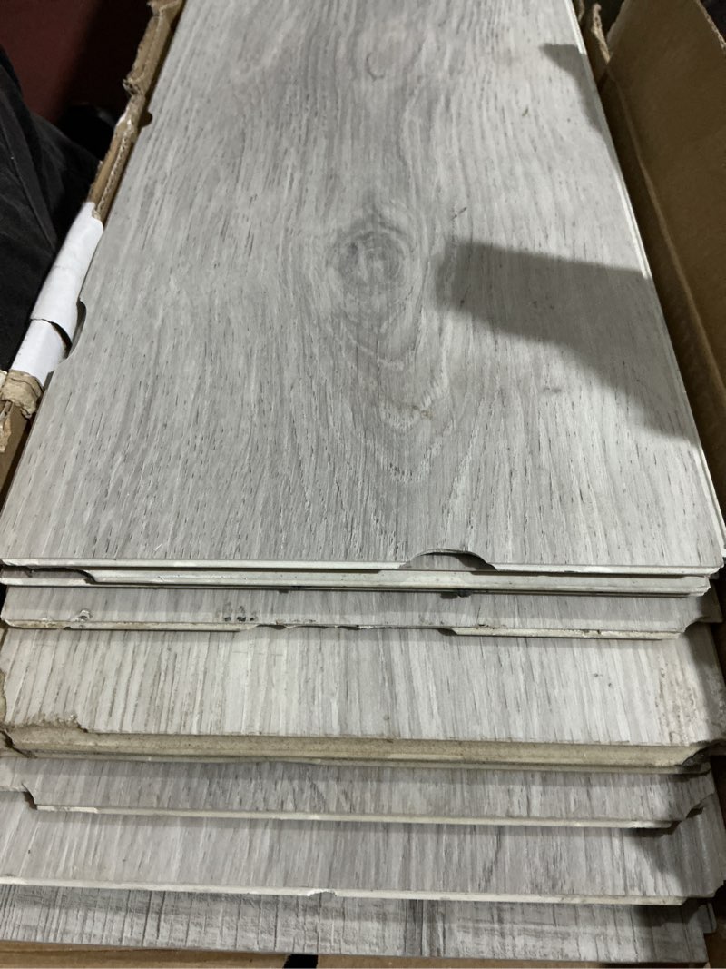 Condition photo showing As Is for style selections charleston oak 12-mil x 7-in w x 48-in l waterproof click lock luxury vinyl plank