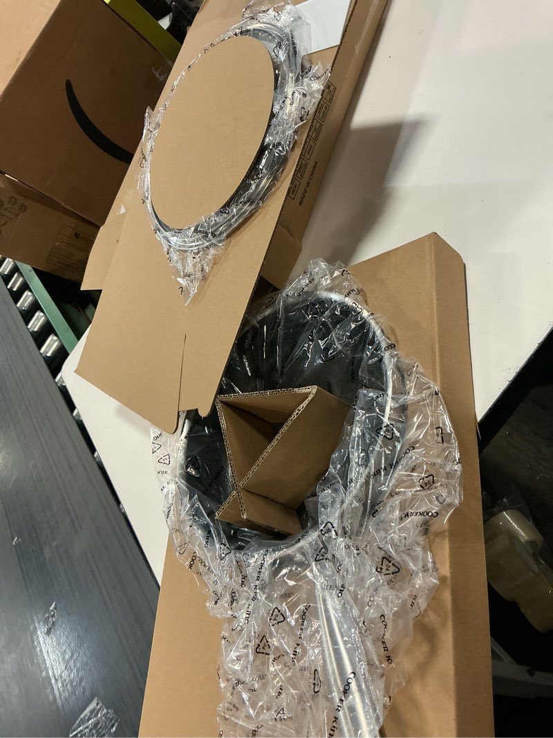 Condition photo showing New/Like New for COOKER KING 3.6 Quart Stainless Steel Saute Pan with Lid, 11 Inch Hybrid Nonstick Deep Saute Pan, Tri-Ply Clad Even Heat Distribution, Dishwasher-Friendly,Oven Safe to 500°F, Induction Compatible Stainless Steel 3.6QT