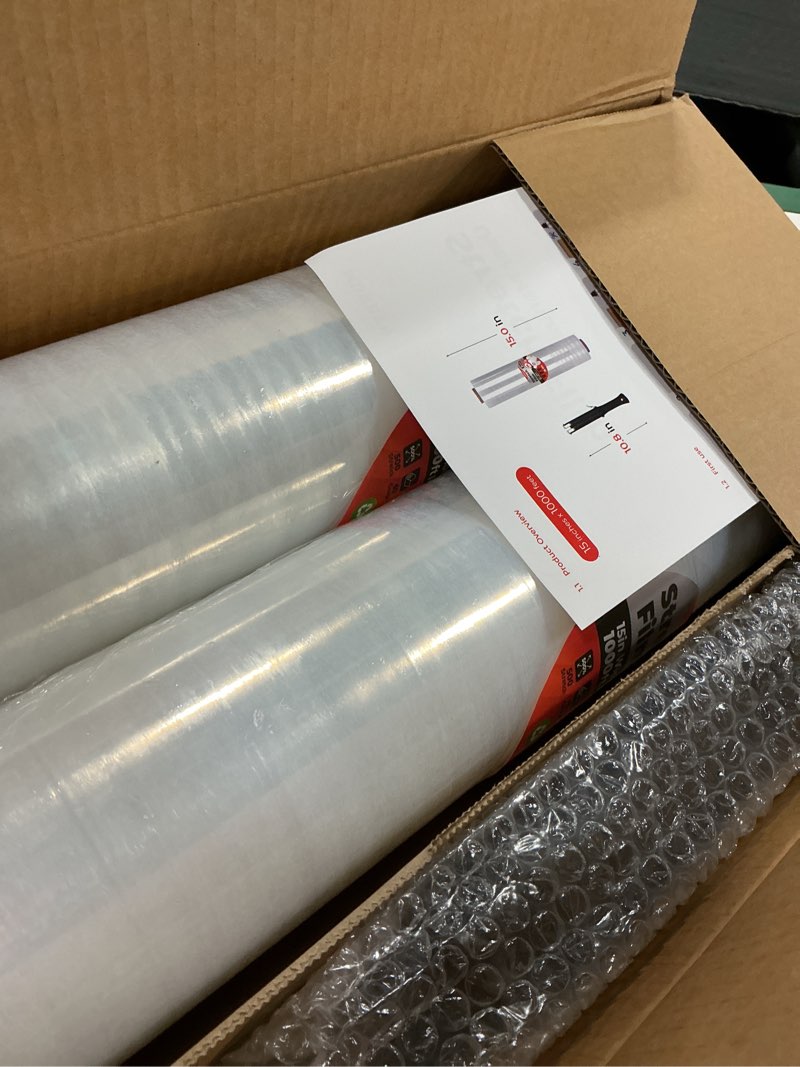 Condition photo showing New/Like New for MUNBYN Shrink Wrap, Stretch Wrap with Handles, Stretch Film Roll Industrial Strength, Plastic Wrap for Pallet Wrapping Shipping Moving, 15 Inch x 1000 Ft, 2 Pack, 60 Gauge