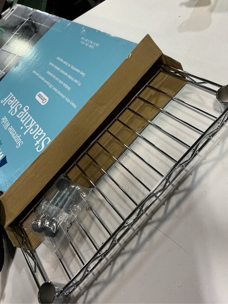 Condition photo showing Good Condition for whitmor 1 tier shelving units, wire rack storage organizer, 30" l x 14" w x 15" h, chrome 1-tier, 30"l x 14"w x 15"h,chrome