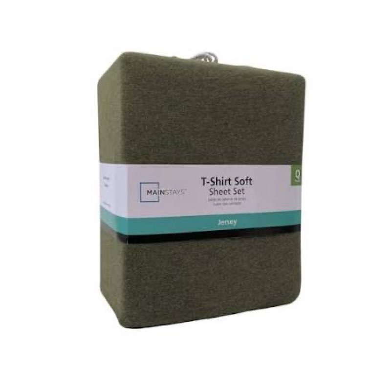 mainstays 100% cotton extra soft jersey bed sheet set olive
