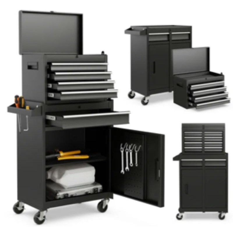 Product incomplete and used, ostway 5-Drawer Rolling Tool Chest Cabinet Metal Tool Storage Box Lockable with Wheels Black