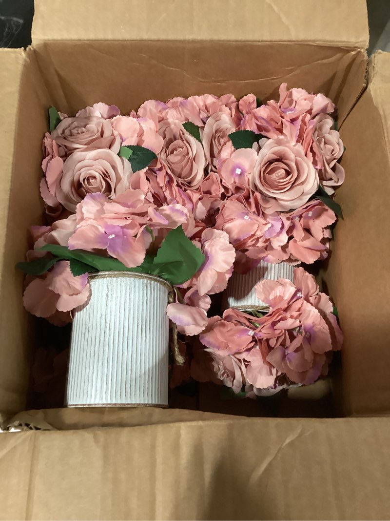 Condition photo showing Good Condition for similar product LUEUR Artificial Flowers with Vase, 2pcs Pink Silk Roses in Pot, Fake Flowers Bouquet Decoration in Ceramics Vase Faux Floral Arrangement for Table Centerpieces Spring Decor Home Office Farmhouse