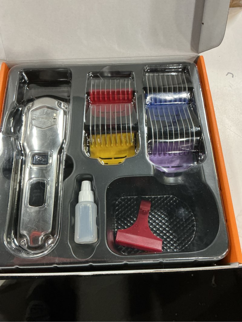 Condition photo showing Good Condition for oneisall Professional Dog Grooming Clippers: Cordless Rechargeable Thick Hair Clipper with Detachable Metal Combs, Low Noise Heavy-Duty Pet Clippers for Curly/Fine/Wavy Hair, 676pro (Silver) Stainless Steel Color With Metal Combs