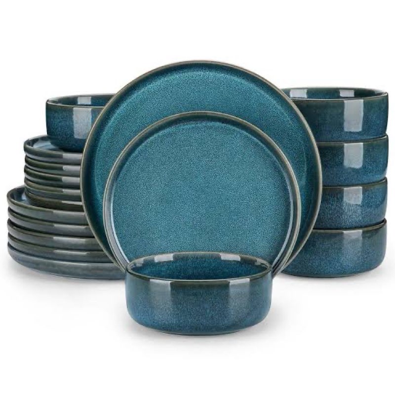 haware dinnerware sets, 18-piece plates and bowls set, stoneware dish set for 6, ceramic dinnerware