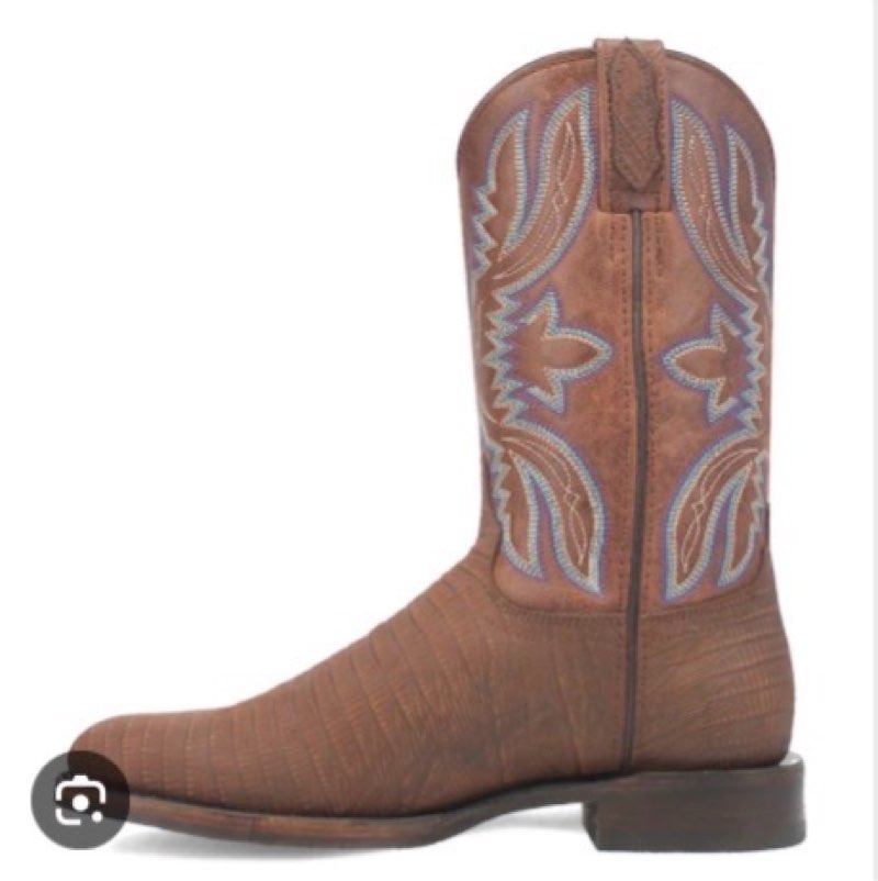 dingo boots mens saw buck embroidered lizard print round toe casual boots mid calf - brown - size 10