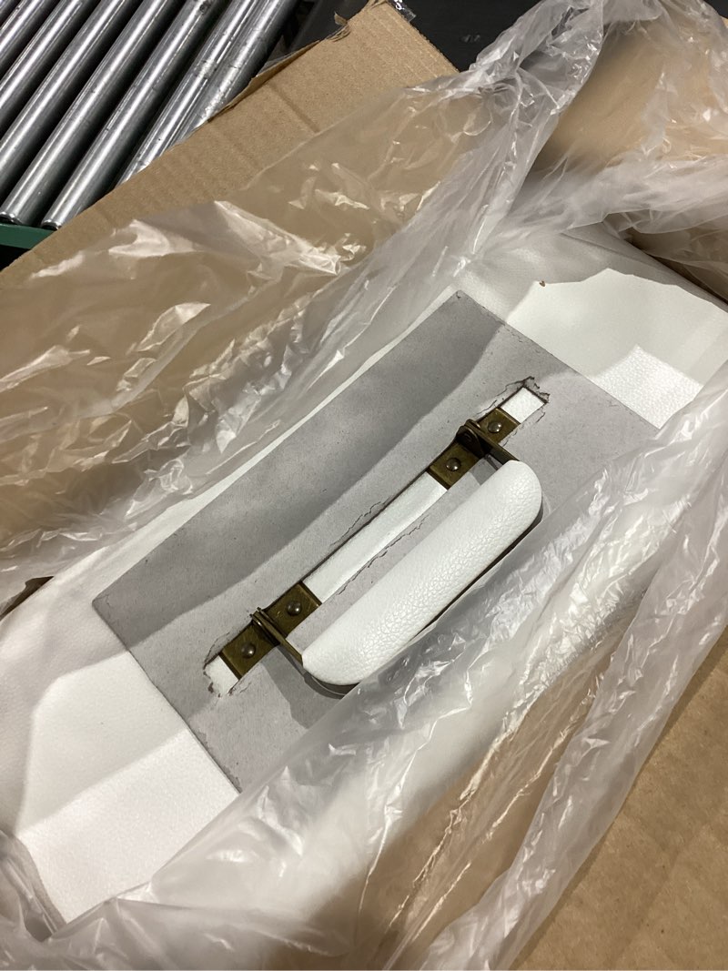 Condition photo showing As Is for Costravio Vinyl Record Storage Record Holder Display Box Album Storage Moving Boxes Holds 30+ Valuable Records 7/10/12 Inch Record Crates Vinyl Organizer for Journey White