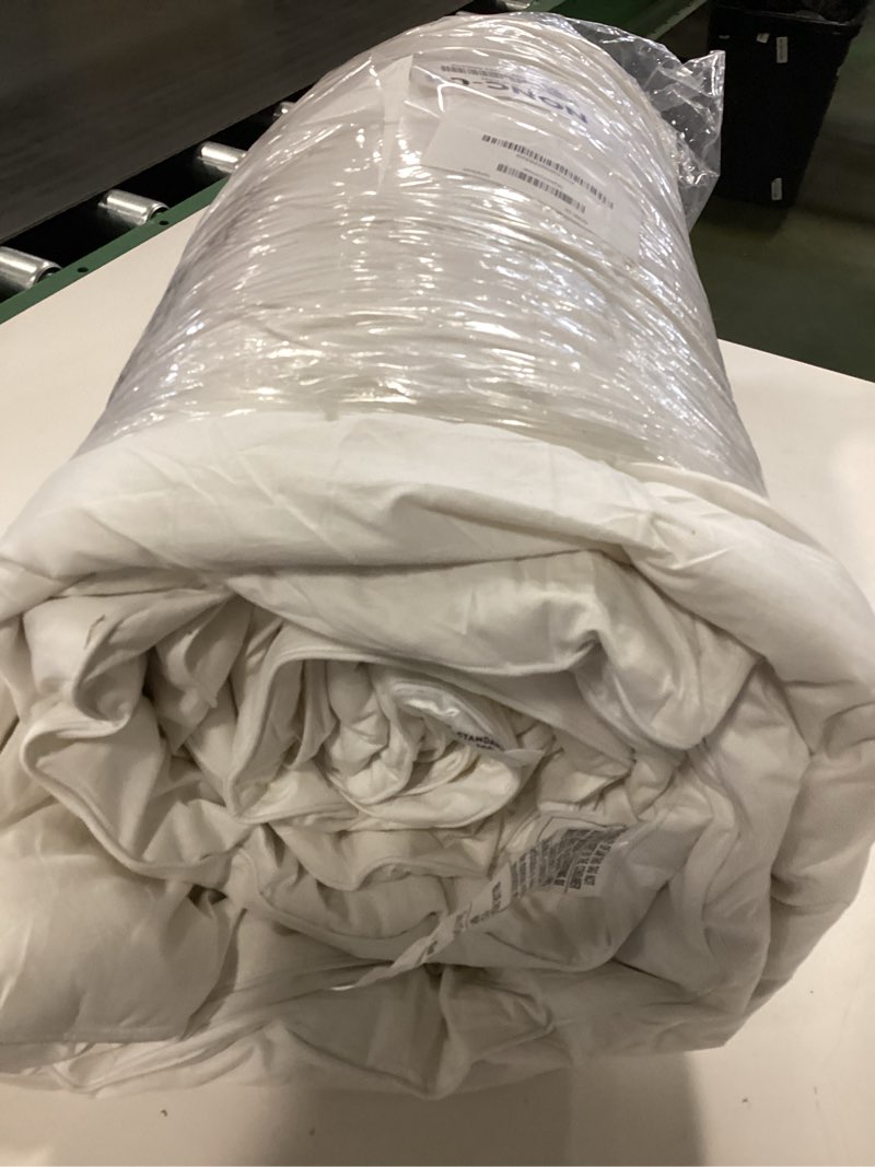 Condition photo showing As Is for Serta Goose Feather Down Fiber Cotton Comforter King Size - 100% Cotton Duvet Insert - Hotel Luxury Hypoallergenic Bedding Comforter All Season Medium Warmth 106 x 90 Inch White