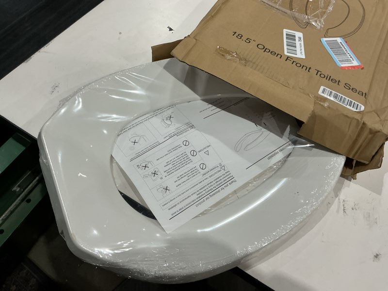 Condition photo showing New/Like New for commercial toilet seat front open, toilet seat public 18.5 inch elongated toilet seat for church, school, hospital, office,heavy duty toilet lid common(white) elongated-1-pack