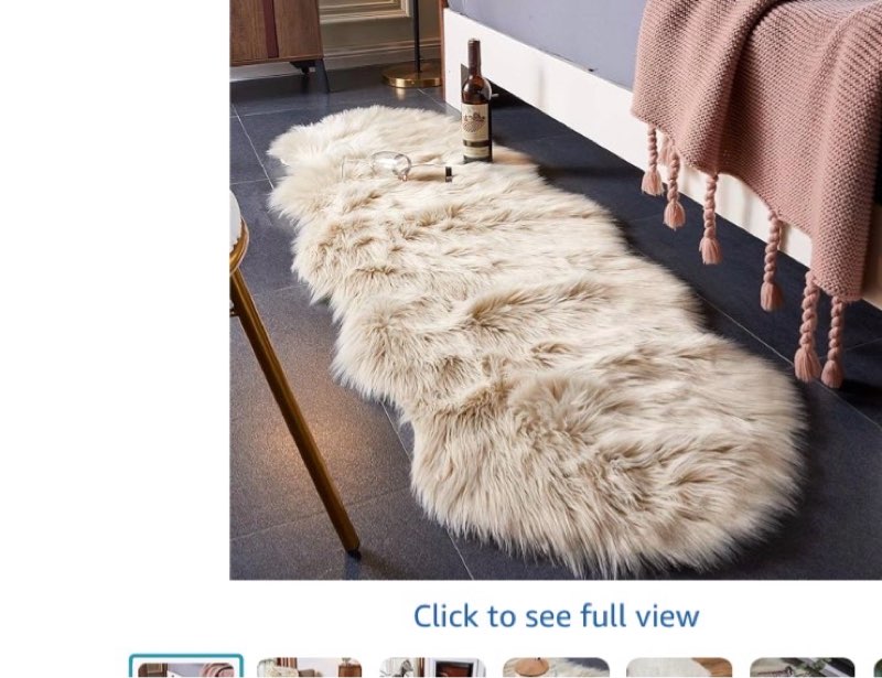 EasyJoy Ultra Soft Fluffy/Fuzzy Shaggy Area Rug Faux Fur Chair Cover Seat Pad for Bedroom Floor Sofa Living Room (2 x 6 ft Sheepskin, Beige