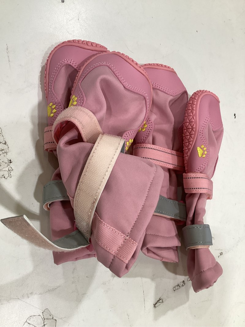 Condition photo showing New/Like New for hcpet dog shoes, dog boots & paw protectors for winter snowy days, rainy weather, outdoor anti-slip sole dog booties for hardwood floor pink-leg 1 pink-leg #1 (width 1.37 inch) for 10-23 lbs
