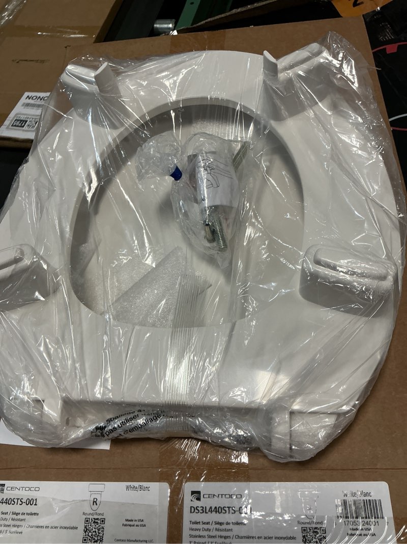 Condition photo showing Good Condition for Centoco 3 inch Raised Toilet Seat for Seniors, Round, Closed Front With Cover, Plastic, Made in the USA, 3L440STS-001, White 3" Closed Front Round 1 Pack