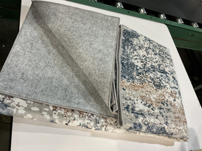 Condition photo showing Good Condition for Art&Tuft Washable Rug, Anti-Slip Backing Abstract 3x5 Rug, Stain Resistant Rugs for Living Room, Foldable Machine Washable Area Rug (TPR18-Blue, 3'x5') Tpr18-blue 3' x 5' (Rectangular)