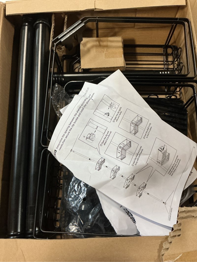 Condition photo showing Good Condition for yasonic corner shower caddy tension pole, 25.7-109.1in adjustable shower shelves, rust-resistant shower organizer, no-drill 3-step installation, bathroom shelves for renters & family, black