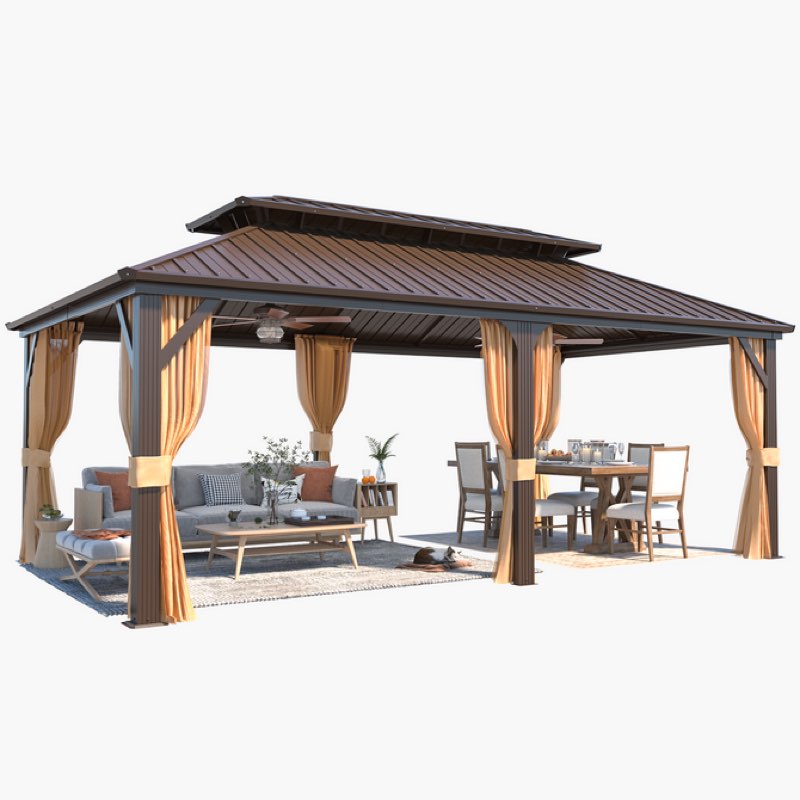 (INCOMPLETE) Hardtop Grill Gazebo with Hooks & Galvanized Roof – EROMMY –