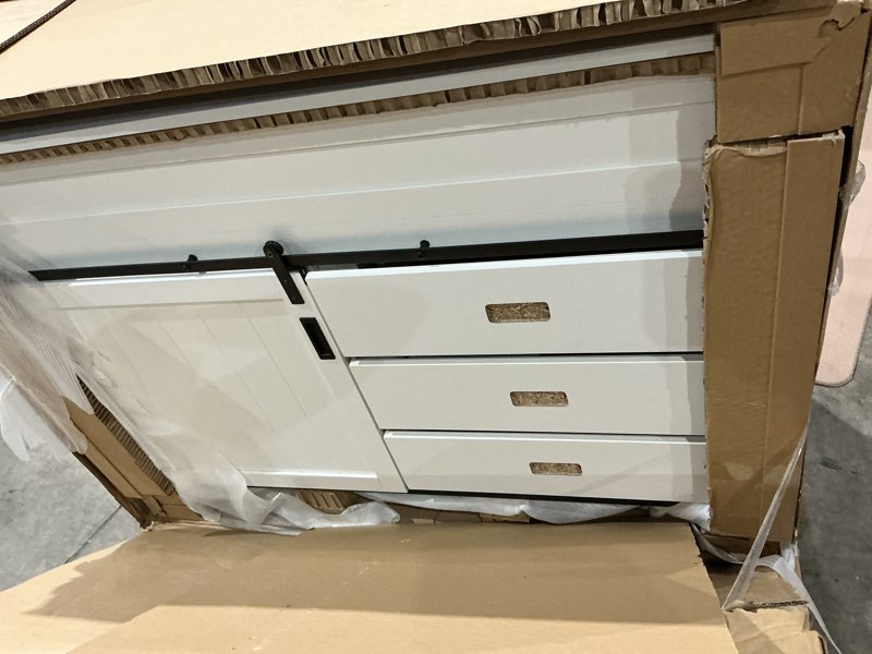 Condition photo showing Good Condition for it has a broken piece  style selections morriston 48-in white undermount single sink bathroom vanity with white