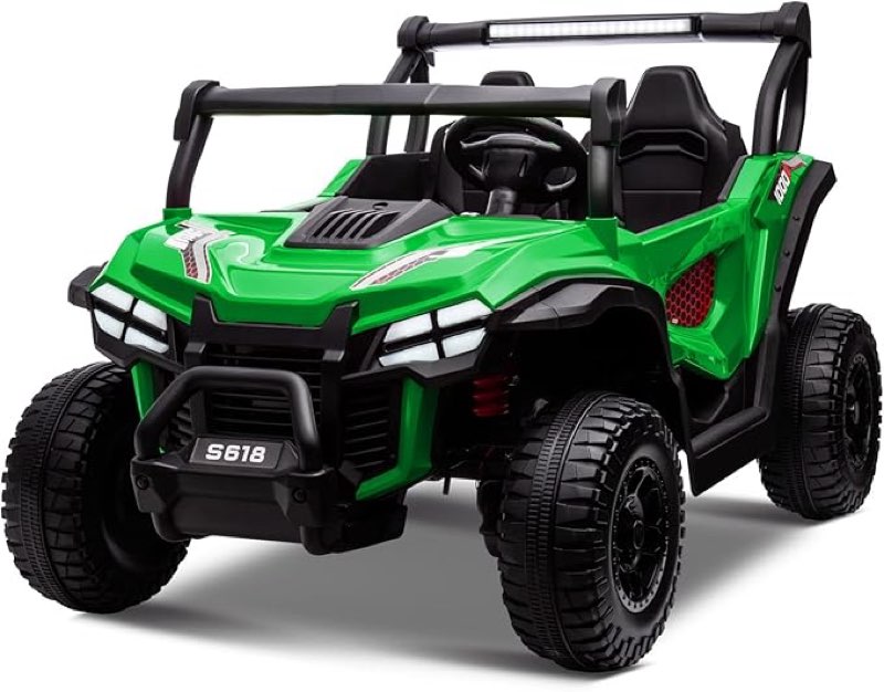 OTTARO 24V XXXL Ride on Cars 2 Seater, Electric Cars Vehicles for Big Kids, 4WD Ride on UTV Truck w/Remote Control, 25" Spacious Seat, 2 Safety Belts, Bright Light, Music Player,Bluetooth?Green?