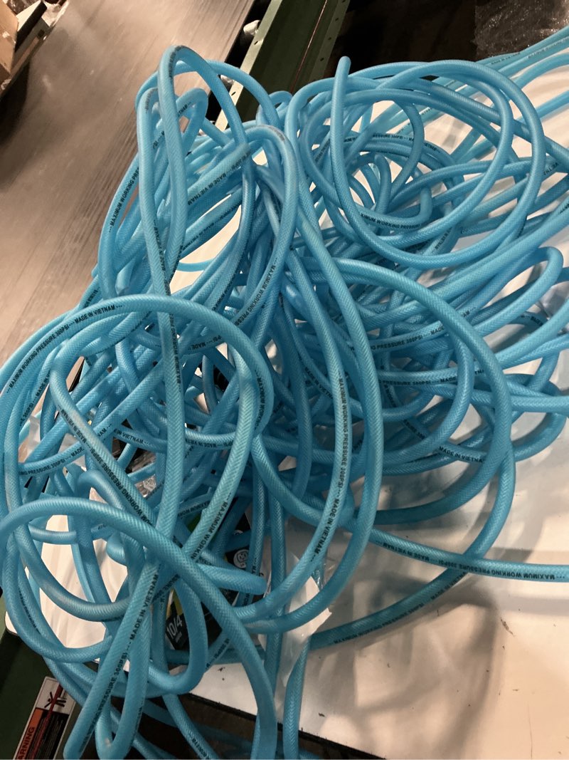 Condition photo showing As Is for rv water hose 100ft, 5/8" premium rv drinking water hose for rv, camping, marine, trailer and truck, bpa free, anti-kink and leak-free, drinking water safe-blue 100ft blue