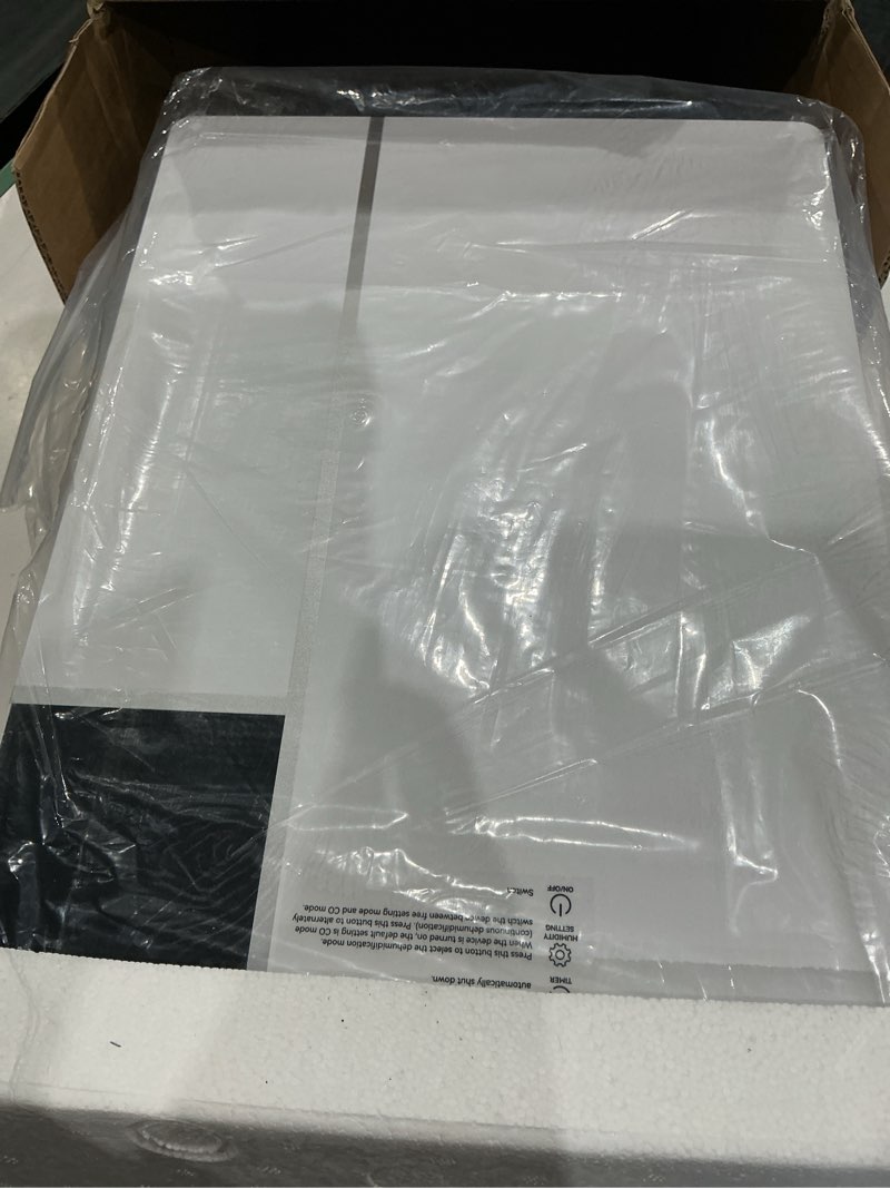 Condition photo showing Good Condition for 2500 sq.ft dehumidifier for basement with drain hose, max 34 pints dehumidifiers for home, bedroom, bathroom, basement, smart humidity presets, three modes, 24hr timer, quiet operation
