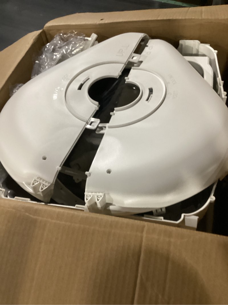 Condition photo showing As Is for automatic cat litter box self cleaning - app control, open-design, smart health monitor, suitable for medium cats and kittens, anti-pinch safety, quiet operation - white