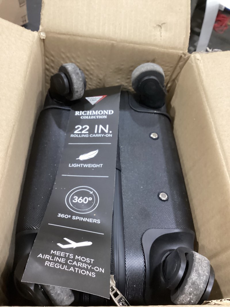 Condition photo showing Good Condition for Travelers Club 20" Richmond Spinner Carry-On Luggage, Black, Inch (TC-7920-001)