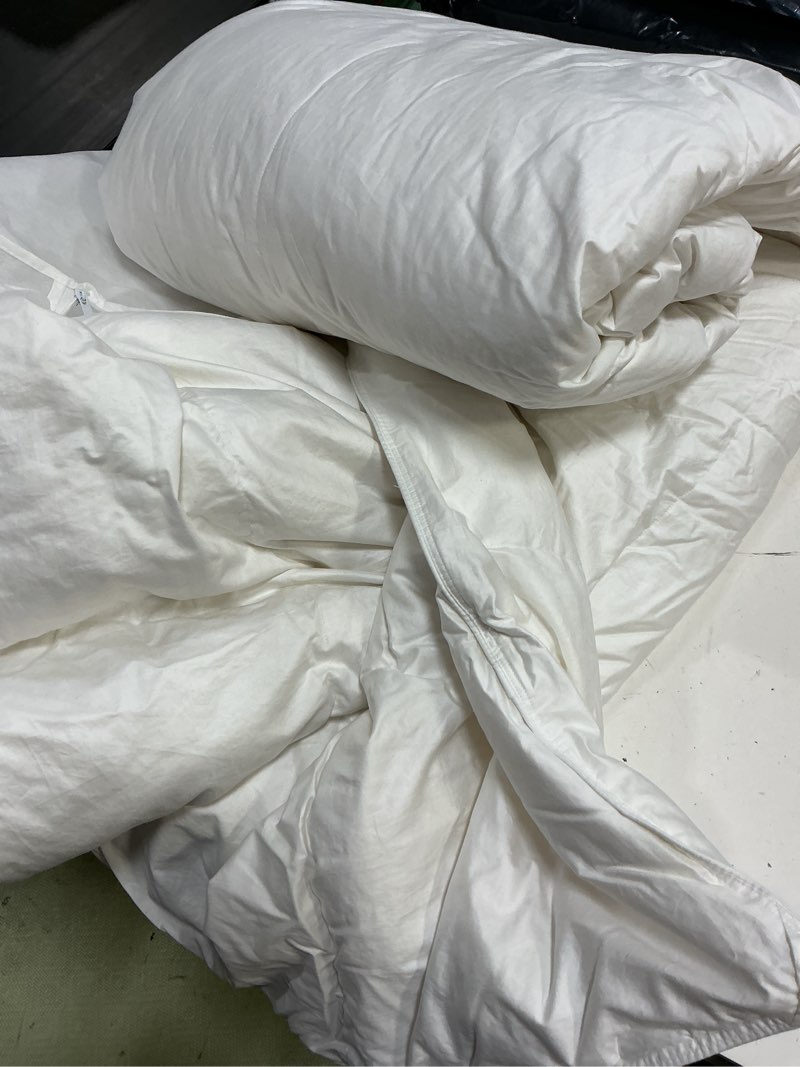 Condition photo showing As Is for quince, luxe goose down comforter twin ,white