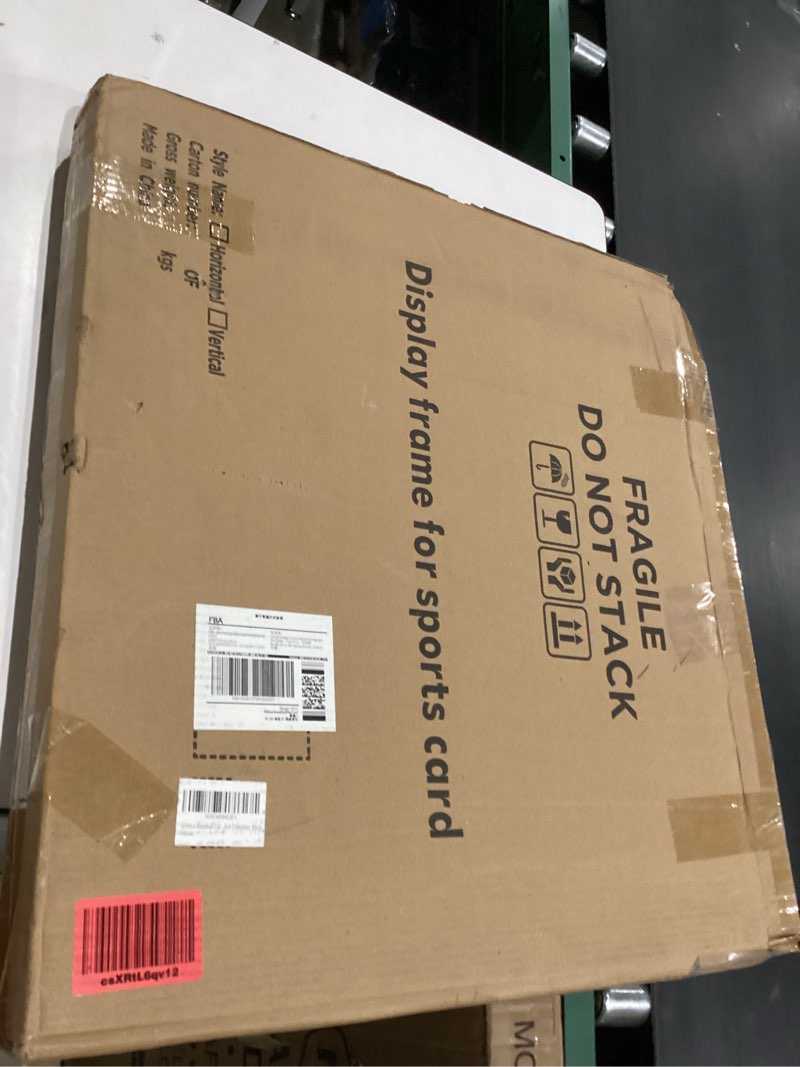 Condition photo showing As Is for Baseball Card Display Case 24 Graded Sport Card Display Case Wall Mount with Clear View and UV Protection Acrylic Door for Baseball Football Basketball Hockey Trading Card Collection, Black 24-Vertical-Black-1Pack