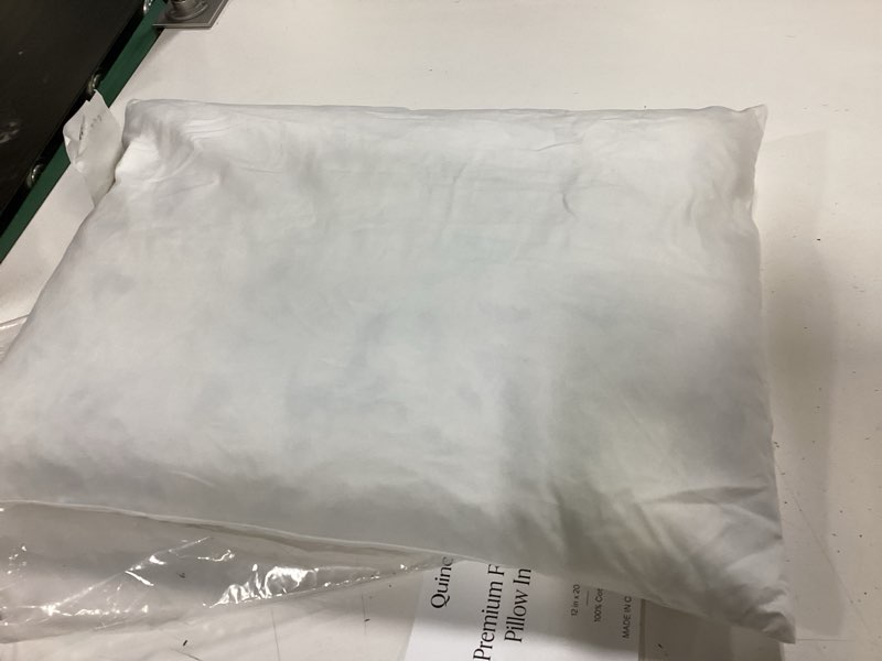 Condition photo showing Good Condition for quince premium feather pillow insert 12x20” 100%cotton white