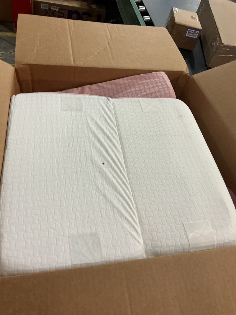 Condition photo showing As Is for 5pcs reading pillow for sitting in bed adult, 2 in 1 foldable back wedge pillow for sleep, ergonomic back support pillow with arms for watching tv, gaming, working, recovery, 19” pink pink-5pcs