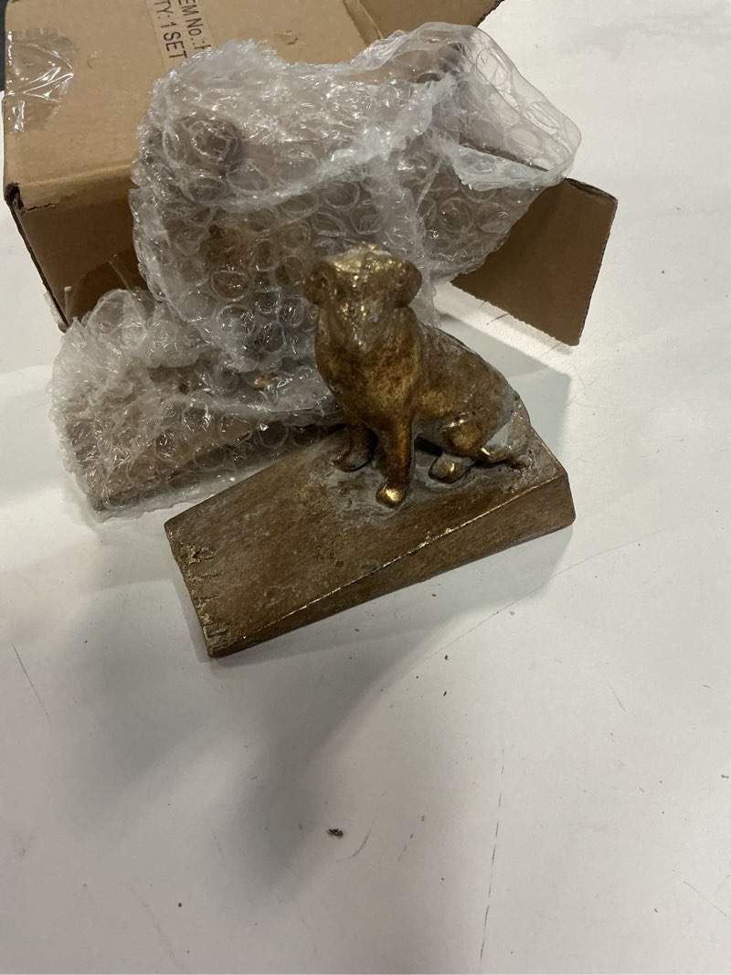 Condition photo showing Good Condition for 2-piece cast iron bird door stop wedge vintage heavy duty door stopper antique distressed finish decorative doorstop for bedroom bathroom exterior doors (dog)