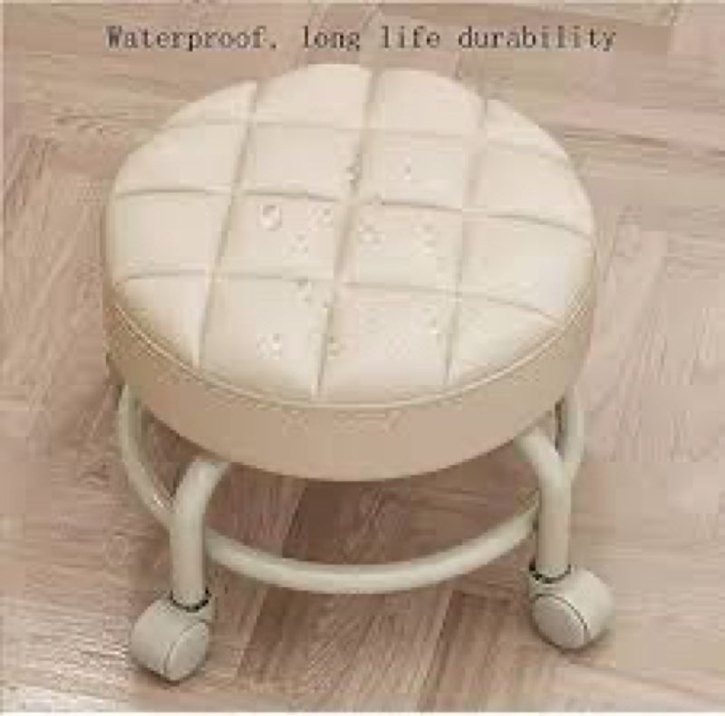 LeongLzt Low Stool with Wheels - Heavy-Duty Round Stool, 360-Degree Rotation, Universal Wheels for Home & Office - Guaranteed Durability