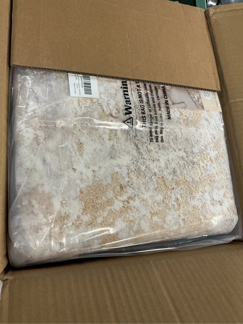 Condition photo showing New/Like New for round rug living room rugs: 8ft washable circle large abstract modern soft stain resistant non slip indoor floor carpet for bedroom nursery office dining room dorm home house decor- gray gold abstract gray gold 8' x 8' (round)