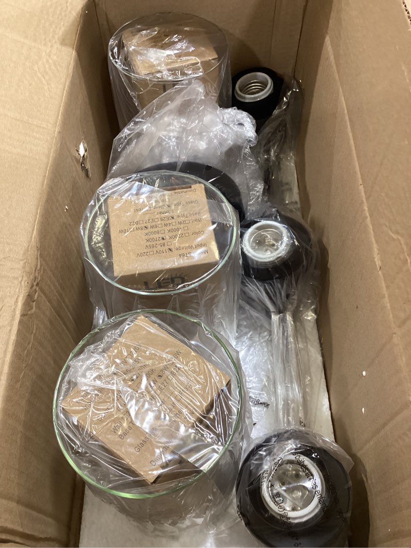 Condition photo showing Good Condition for DLLT 3-Light Bathroom Light Fixtures: 18.51" Black Modern Vanity Lights with Clear Glass Shade - Bathroom Wall Lamp for Mirror Kitchen Living Room Hallway Cabinet Porch Matte Black 3-Light