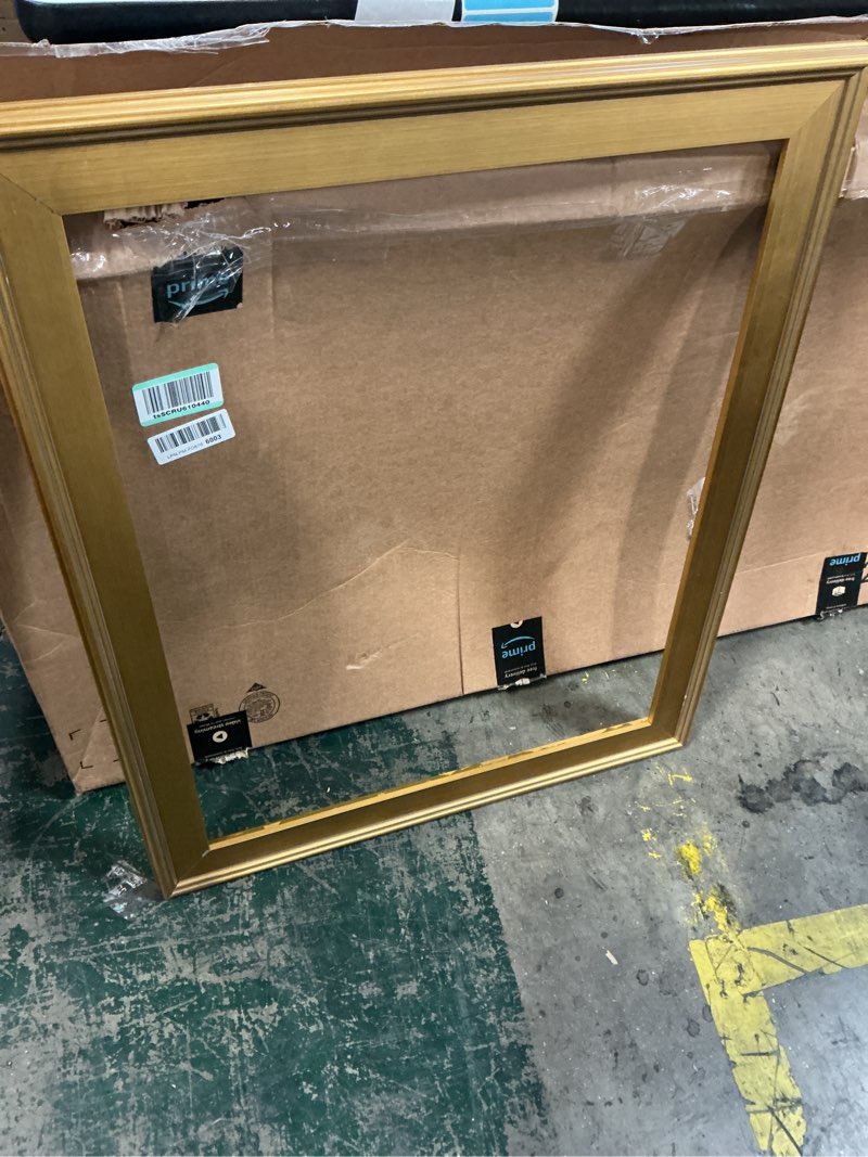 Condition photo showing As Is for Creative Mark Plein Air Wooden Picture Frame - 24X30 Gold - Professional Single Frame for Art Panels  Stretched Canvas  Pictures and More  glass and backing not included