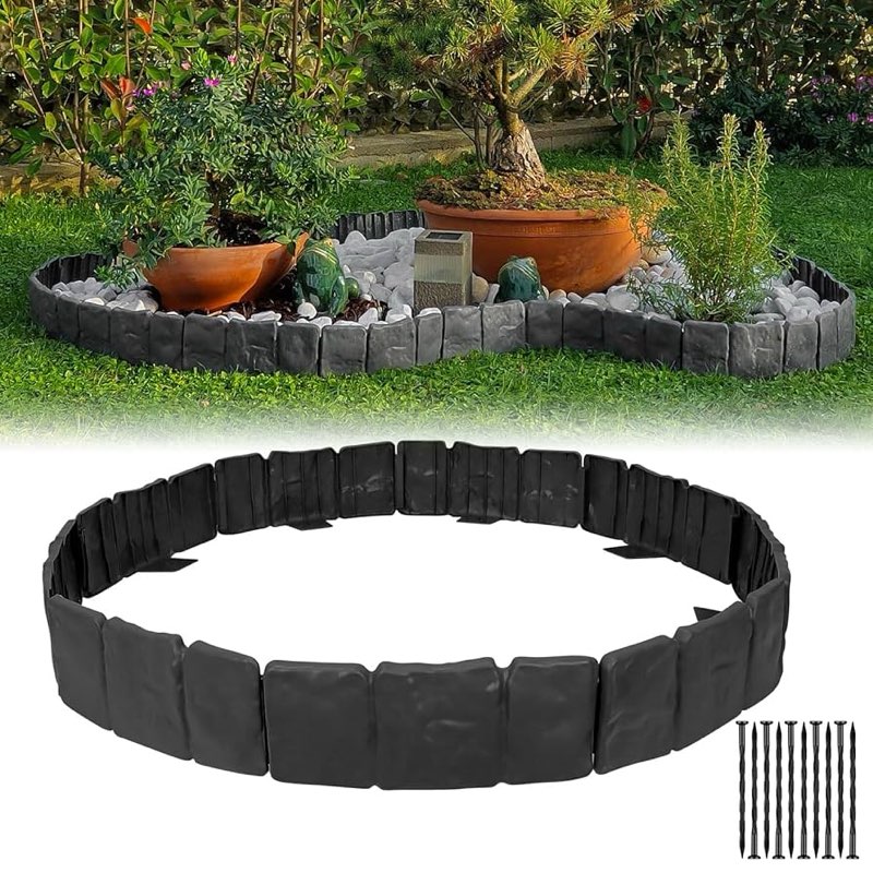 Landscape Edging,Flower Bed Edging no dig,Lawn Edging Garden Edging Border (30Feet-Black-Tall Wall)