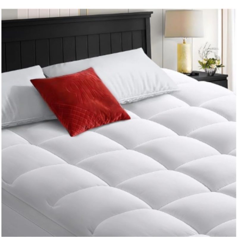 COHOME Queen Size Mattress Topper Extra Thick Cooling Mattress Pad 400TC Cotton Top Plush Down Alternative Fill Pillow Top Mattress Cover with 8-21 Inch Deep Pocket (60x80 Inches, White-Classic)